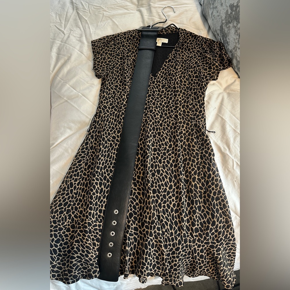 Giraffe Print Michael Kors Dress with Black Belt
